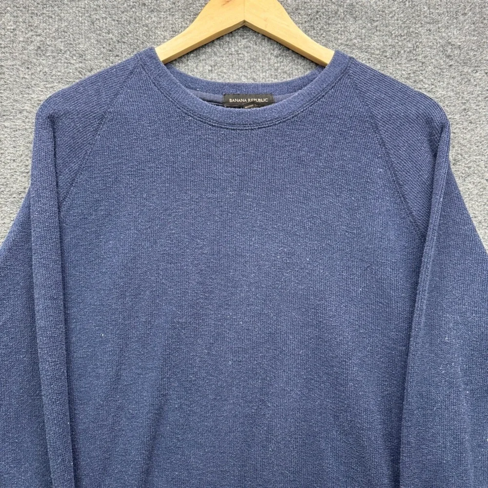 Banana Republic Sweatshirt Mens M Blue Long Sleeve Textured Fleece Pullover